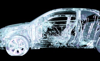 Through the eye of the XXL CT scanner: A car reveals its innermost secrets at the Fraunhofer Development Center for X-ray Technology EZRT in Fürth.